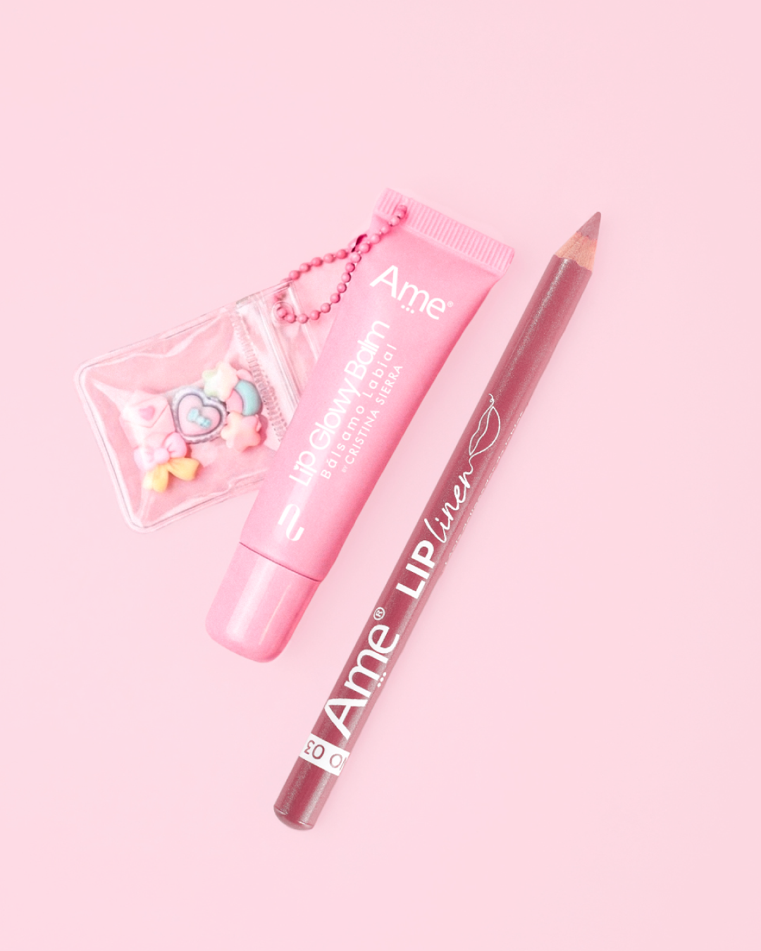 Combo Lip Glowy By Cristina Sierra + Delineador de Labios Ame